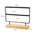 Detailed technical drawing showing 20.5cm height and dimensions of wooden earring stand - 46 Holes 2-Tier Black