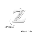 Silver stainless steel letter Z pendant with small crystals and product dimensions - Letter Z