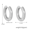 Polished silver stainless steel hoop earrings with star-set small clear gemstones - Star Engraved Zircon Hoop Earrings / Silver
