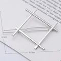 Silver hashtag geometric metal hair clip with 6.2cm width and 5.5cm height dimensions - Hashtag Shape Silver