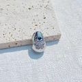 Silver teardrop earring featuring a butterfly design and inset gemstones on stone - Butterfly Zirconia Style / Silver