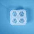 Molde de silicona de pata de gato con cuatro cavidades para colgantes de resina en blanco mate - Mini Molde De Pata De Gato De 4 Piezas (01)