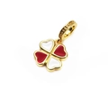 Gold four-leaf clover charm with red and white enamel in S925 sterling silver - Red and White Clover Charm