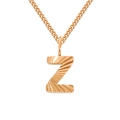 Goldene 2mm Gliederkette mit Buchstaben-Z-Anhänger und eleganter Sonnenstrahl-Textur - Gold (Z)