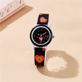 Orologio al quarzo per bambini con cuori arcobaleno su cinturino in silicone nero a 45 gradi - Nero