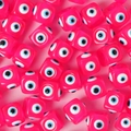 Perles cubiques roses en résine avec motif œil bleu pour la création de bijoux DIY - Rose Rouge