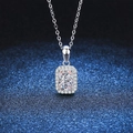 Silver S925 necklace featuring a radiant cut Moissanite pendant with halo diamonds - 925 Silver / Moissanite 1ct (Radiant Cut)