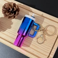 Miniature tumbler keychain with blue to purple gradient finish and golden hardware - Gradient Blue Rose