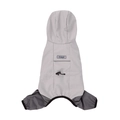 Light gray hooded dog raincoat with four-leg design and waterproof fabric - M / Light Gray