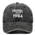 Berretto vintage 1984 in cotone lavato grigio antracite con ricamo e stelle - Regolabile / Nero