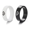 Set di 2 anelli di coppia con cuore bianco e nero minimalista in silicone per migliori amiche - 55358/Cuore Bianco e Nero