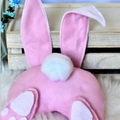 Pink plush Easter bunny ears and tail decoration for festive wreaths and outdoor garden decor - Easter Bunny Butt and Ears (Pink)