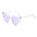 Fashion heart shaped sunglasses with transparent pink frame and light purple lenses - Transparent Light Purple Frame Purple Lens