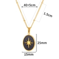 Detailed view of gold oval star pendant necklace showing 40+5cm chain and dimensions - Black Octagram Oval Pendant