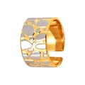 Macro view of wide bicolored cobblestone ring in 18k gold and silver plated titanium steel - US 6 / Gold