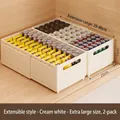 Pack of 2 cream white expandable cabinet organizers with handles for snacks storage - Extra Large/2 Pack / Cream White