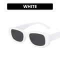 Retro rectangle sunglasses with thick white frames and dark grey lenses for fashion - Solid White Frame Gray Lens