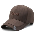 Dunkelbraune Herren-Baseballkappe mit strukturierter Textur und Sport-Stickerei - Verstellbar / Kaffeebraun