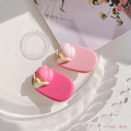 Cute pink peach dopamime hair clip for girls in Y2K style with 4cm oval base - Tulip Flower Clips (Pair)