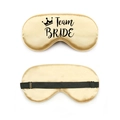 Champagne gold satin Team Bride sleep mask with adjustable strap for wedding party - Black Font Team Bride / Gold