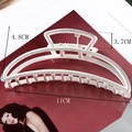 Detail view of 11cm large matte silver alloy hair claw clip with size dimensions - Matte Silver Claw / 11cm / Silver