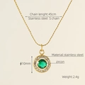 Collana in acciaio inossidabile placcato oro 18K con ciondolo tondo in zircone verde - Zircone Verde