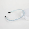 Handmade double-row light blue crystal beaded headband with a slim minimalist design - Double-Row Crystal Light Blue