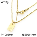 Gold box chain necklace with rectangle letter G pendant for women, 50cm stainless steel - Gold Letter G Style (KN293699-Z)