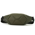 Bolso bandolera rígido verde militar con diseño geométrico en X y correa ajustable - Verde Militar
