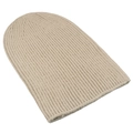 Beige ribbed knit beanie hat for winter warmth in a classic unisex solid color style - Khaki / One Size(Adjustable)