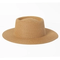 Cappello di paglia classico a tesa larga e cima piatta per protezione solare e viaggi esterni - Regolabile / Cachi