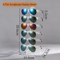 6-tier transparent acrylic sunglasses stand holder with 35.6cm height for shop display - Clear Single Row 6 Positions