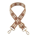 Tracolla larga in jacquard regolabile con motivo etnico geometrico marrone beige e ganci dorati - Chiusura in Argento / X30-Crema Marrone Scuro
