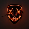 LED Halloween mask featuring glowing orange EL wire with cross-eye stitch design - Red