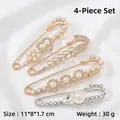 4-piece decorative safety pin set with pearls and rhinestones for waist adjustment - No. 53 Gold Pin 4-Piece Set