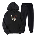 Survêtement de rugby noir pour hommes et femmes avec imprimé graphique LOVE football - S (L) / Haut Et Bas / Noir 7 (Motif LOVE)