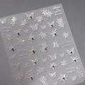 Adesivi per unghie 3D a farfalla con motivi olografici e dettagli in perle, modello TL-139 - Farfalla e Fiori Olografici 3D Con Perle (TL-139)