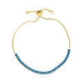 Pulsera ajustable de oro con una hilera de brillantes piedras de circón azul redondo - Azul