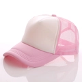 Pink and white two-tone mesh trucker hat with a curved brim and snapback design - Adjustable / Pink White