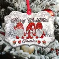 Acrylic Merry Christmas Gnomies hanging ornament with red silk ribbon for festive decor - Merry Christmas-Snowy Gnomes