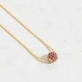Delicate gold bead necklace featuring a spherical pendant with purple stones inlay - Copper/Zirconia / Spherical Pendant / Rose Red