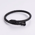 Pulsera de cable minimalista de acero inoxidable negro con terminales cónicos y cilíndricos - Negro