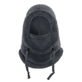 Dark grey fleece balaclava with drawstring, winter warm windproof head and neck cover - One Size / Dark Gray
