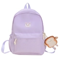 Zaino per bambini viola chiaro con toppa a forma di gatto e ciondolo di peluche carino - Senza Ciondolo / Viola