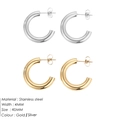 Gold and silver 40mm stainless steel hoop earrings with 4mm width and polished finish - 40MM Open Hoop (YE35962) / Stainless Steel Silver