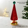 Red glass mini Christmas tree table ornament with glitter finish and 26cm height - Christmas Tree / Red
