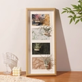 Macro detail of wooden 4-slot photo frame with air plants on textured fabric backdrop - 4-Grid Frame (Plants Not Included) / Natural Wood Color