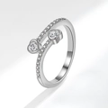Bague ouverte ajustable en argent avec cœur étincelant et détails en zircone - Ouvert Réglable / Argenté