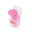 Pink heart-shaped lash glue cleaning pads with mesh texture in a clear storage box - With Label / Pink
