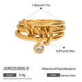 Detailed size chart of multi-layer 18K gold stainless steel ring with stone pendant - Gold (JDR0303006-8) / Size 8 / Inner Diameter 1.80cm